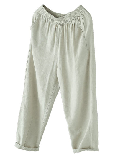 Cotton Llinen Spring Elastic Waist Comfortable Pants