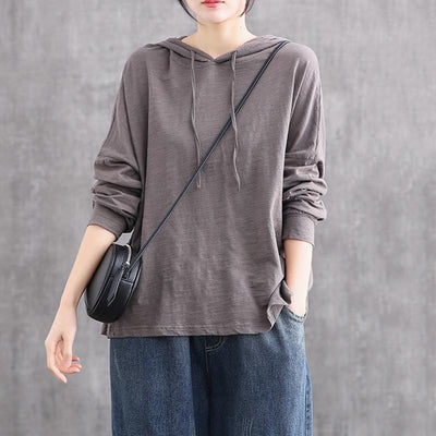 Cotton Long-sleeved Women's Casual Hoodie Nov 2020-New Arrival One Size Gray 