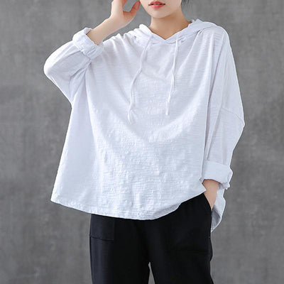 Cotton Long-sleeved Women's Casual Hoodie Nov 2020-New Arrival One Size White 