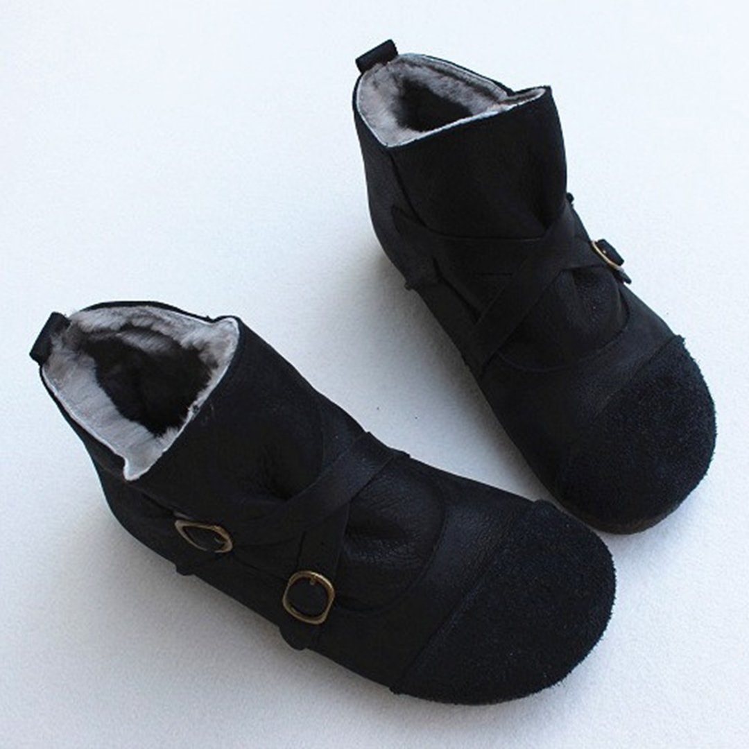 Crossing Belts Stitching Plush Boots 2019 New December 35 Black 