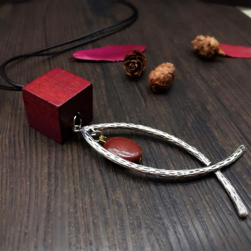 Cube Wood Necklace Clothing Chain