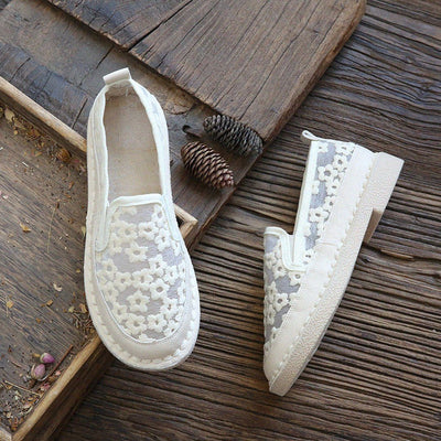 Daisy Embroidered Mesh Breathable Flats Shoes May 2020-New Arrival 35 Beige 