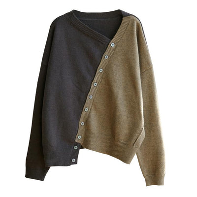 Diagonal Buttoned Soft Loose Knit Sweater Dec 2020-New Arrival 
