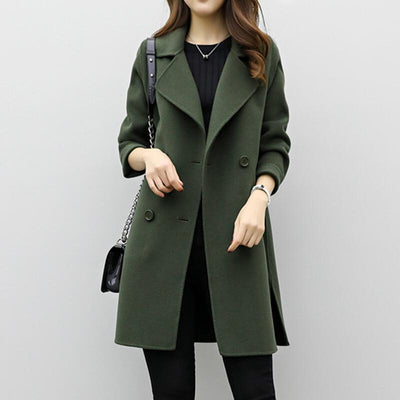 Double-breasted Causal Woolen Coat