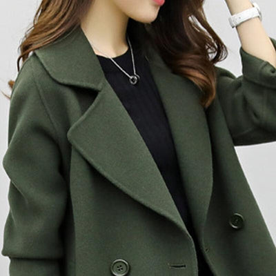 Double-breasted Causal Woolen Coat - Babakud