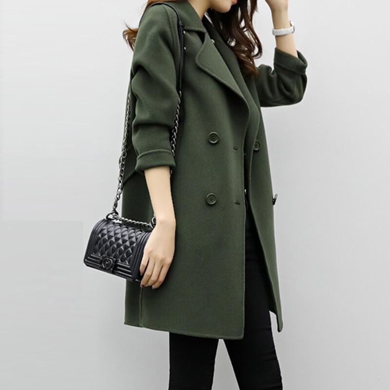 Double-breasted Causal Woolen Coat