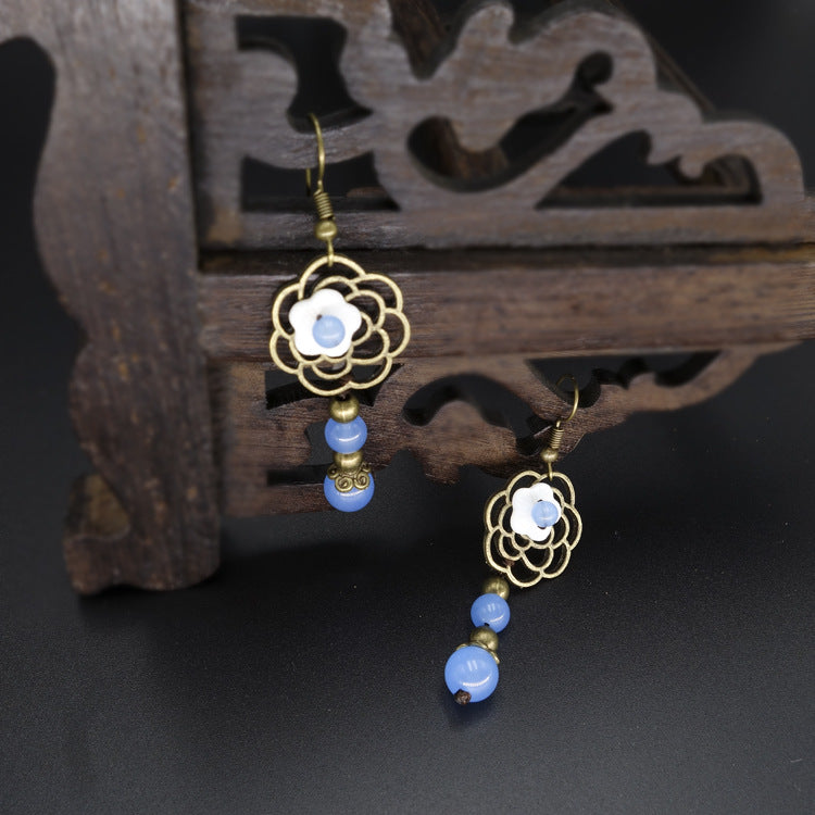 Electroplated Retro Blue Shell Earrings Jun 2022 New Arrival 