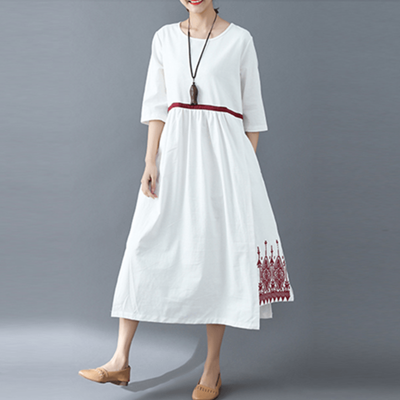 Elegant Loose Casual White Dress - Babakud