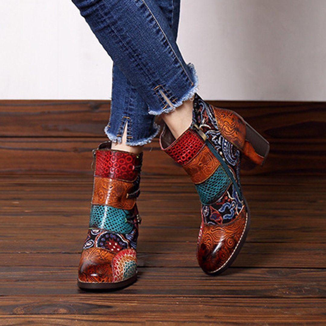 Embossed Stitching Chunky High Heels Boots 2019 November New 