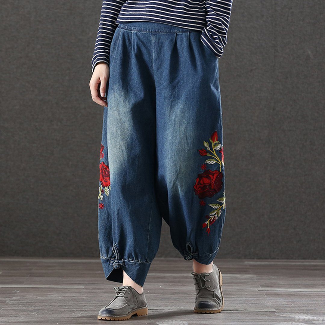 Embroidered Retro Loose Waist Jeans May 2020-New Arrival 