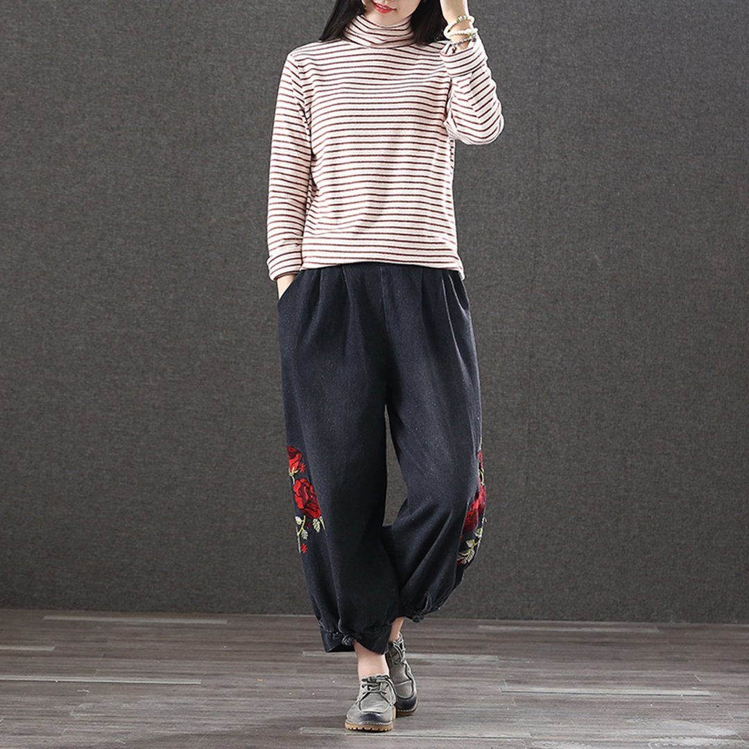 Embroidered Retro Loose Waist Jeans May 2020-New Arrival 