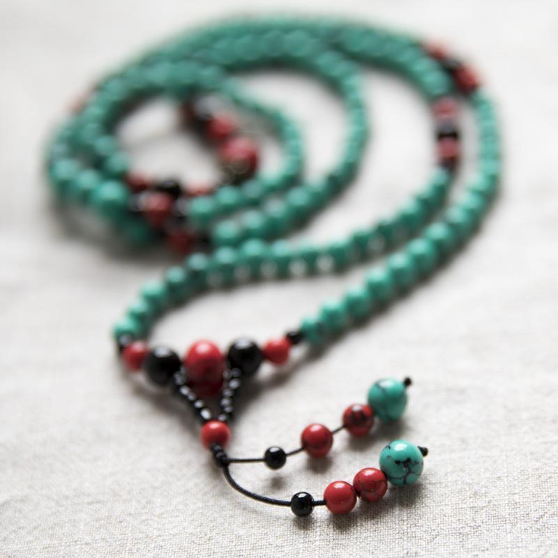 Ethnic Carnelian Bead Vintage Long Chain Lucky Green Women Necklace Jewelry 