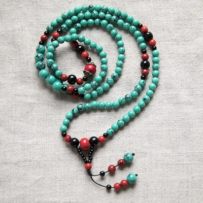 Ethnic Carnelian Bead Vintage Long Chain Lucky Green Women Necklace Jewelry One Size Green 