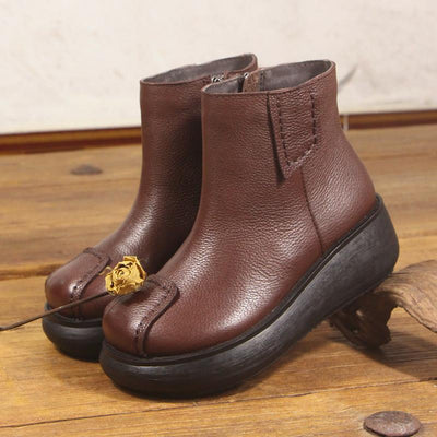 Ethnic Retro Thick Bottom Leather Boots