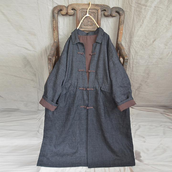 Ethnic Solid Linen Women Coat - Babakud