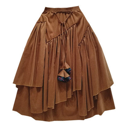 Ethnic Style Corduroy Swing Skirt