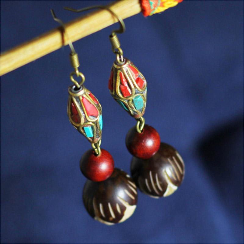 Ethnic Style Jewelry Handmade Earrings ACCESSORIES As the picture 