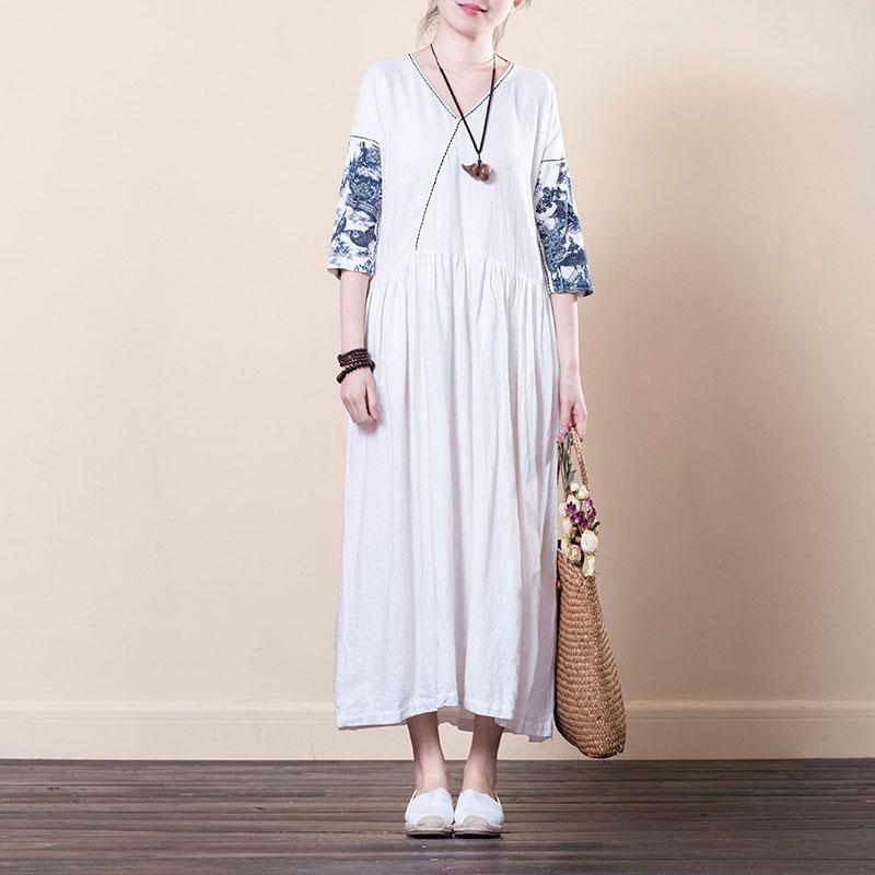 Ethnic Style Loose Embroidered Print Dress