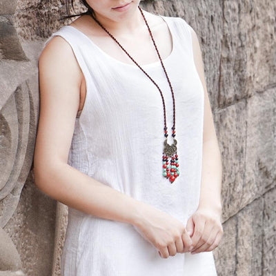 Ethnic Style Retro Alloy Handmade Long Necklace