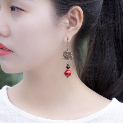 Ethnic Style Retro Bronze Flower Earrings