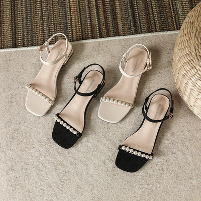 Extra Size Women Summer Pearl Casual Wedge Sandals
