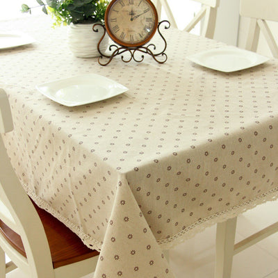 Farmhouse Style Cotton Linen Daisies Tablecloth Home Linen 