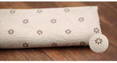 Farmhouse Style Cotton Linen Daisies Tablecloth Home Linen Brown Flower 
