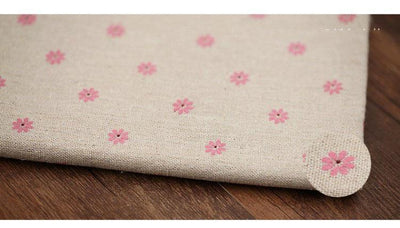 Farmhouse Style Cotton Linen Daisies Tablecloth Home Linen Pink Fower 