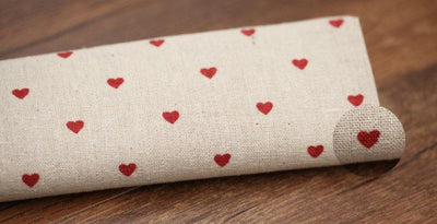 Farmhouse Style Cotton Linen Daisies Tablecloth Home Linen Red Heart 