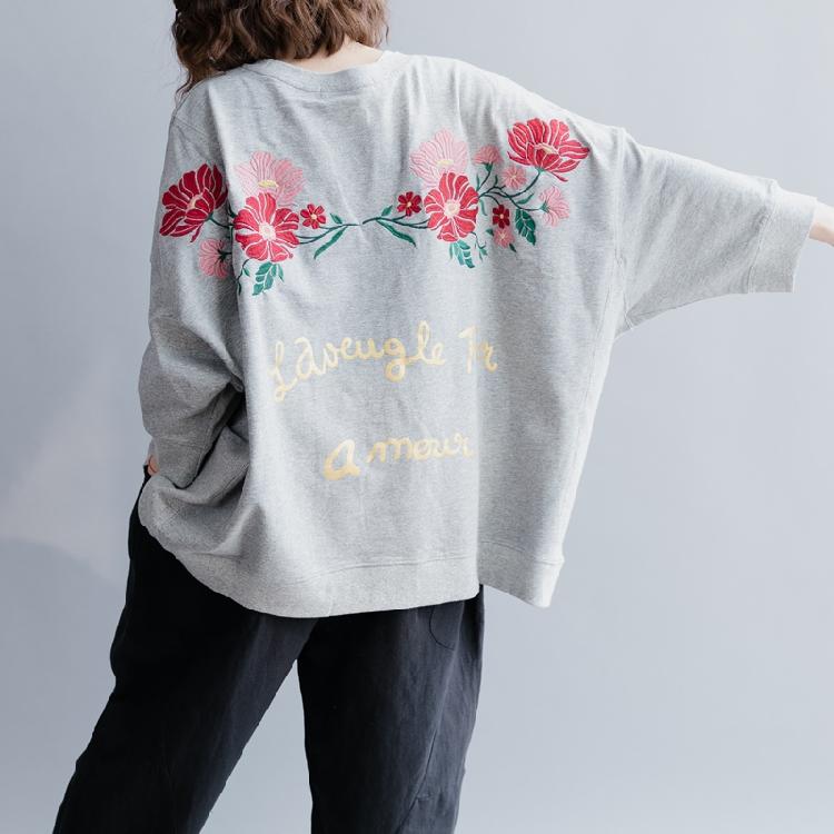 Fashion Embroidered Cotton Loose T-Shirt