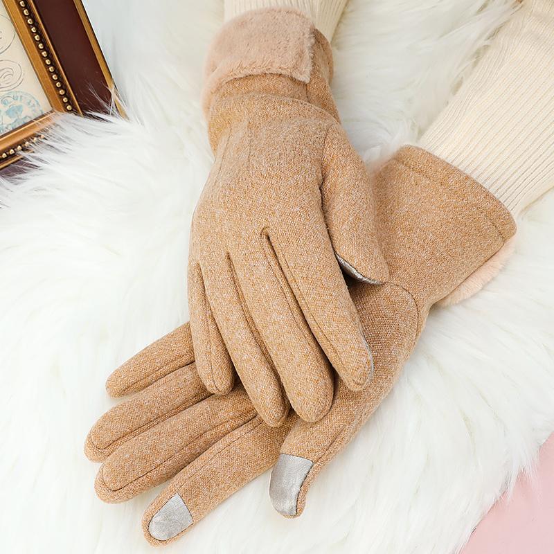 Five-finger Gloves Women Keep Warm Winter OCT light camel ONE 
