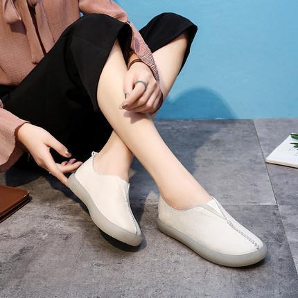 Flat Leather Soft Bottom Retro Wild Size Women Shoes 2019 April New 