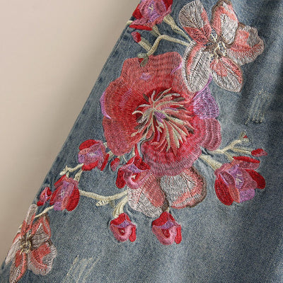 Flowers Embroidered Wide Leg Jeans 2019 New December 