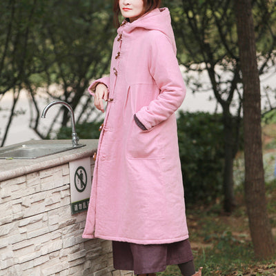 Folk Style Linen Thick Winter Coat
