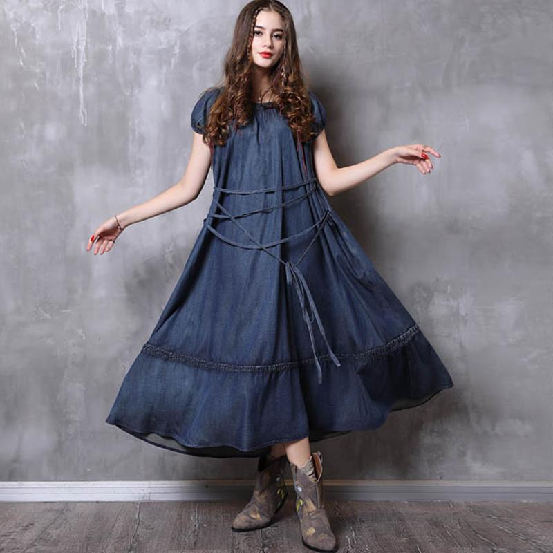 Gathered Loose Solid Short Sleeve Dress With Belt 2019 March New 