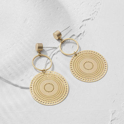 Golden Fashion Circle Vintage Earrings ACCESSORIES 