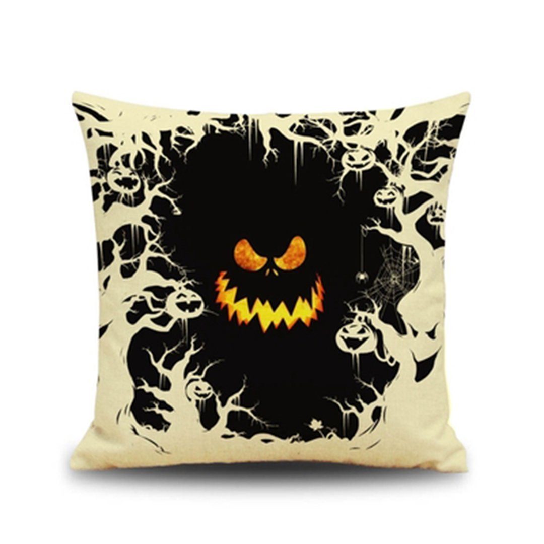 Halloween Compound Linen Custom Sofa Cushions Festive Pillow Pillowcase ACCESSORIES One Size Angry Face 