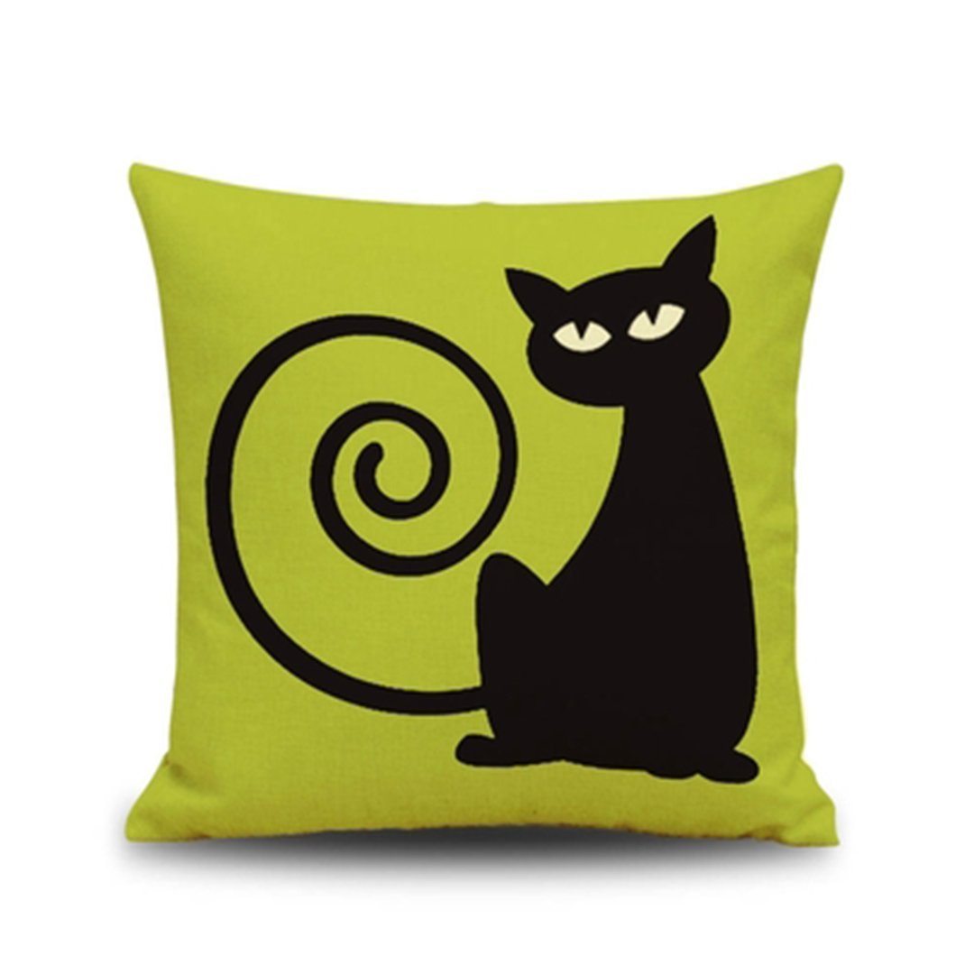 Halloween Compound Linen Custom Sofa Cushions Festive Pillow Pillowcase ACCESSORIES One Size Cat 