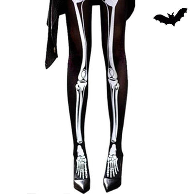 Halloween Dark Black Gothic Thigh Bone Skeleton Silk Socks ACCESSORIES 