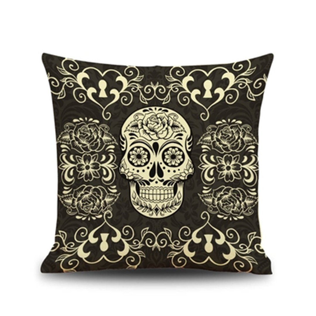 Halloween Gifts Linen Cushion Festive Personality Pillow Pillowcase ACCESSORIES One Size Black White Printed 