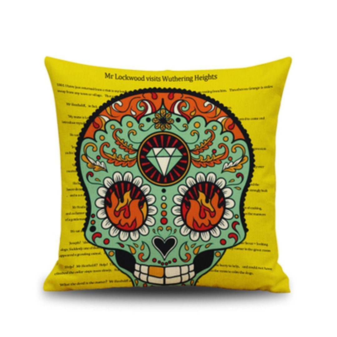 Halloween Gifts Linen Cushion Festive Personality Pillow Pillowcase ACCESSORIES One Size Bright Yellow 