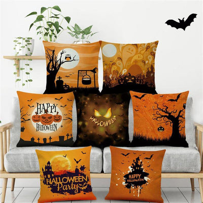 Halloween Pumpkin Festival Flax Home Sofa Linen Cushion Pillow Gifts ACCESSORIES 