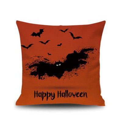 Halloween Pumpkin Festival Flax Home Sofa Linen Cushion Pillow Gifts ACCESSORIES One Size Bat 