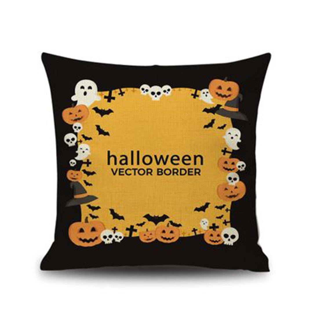 Halloween Pumpkin Festival Flax Home Sofa Linen Cushion Pillow Gifts ACCESSORIES One Size Cartoon Halloween 
