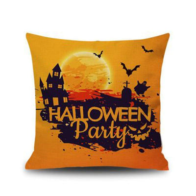 Halloween Pumpkin Festival Flax Home Sofa Linen Cushion Pillow Gifts ACCESSORIES One Size Halloween Castle 