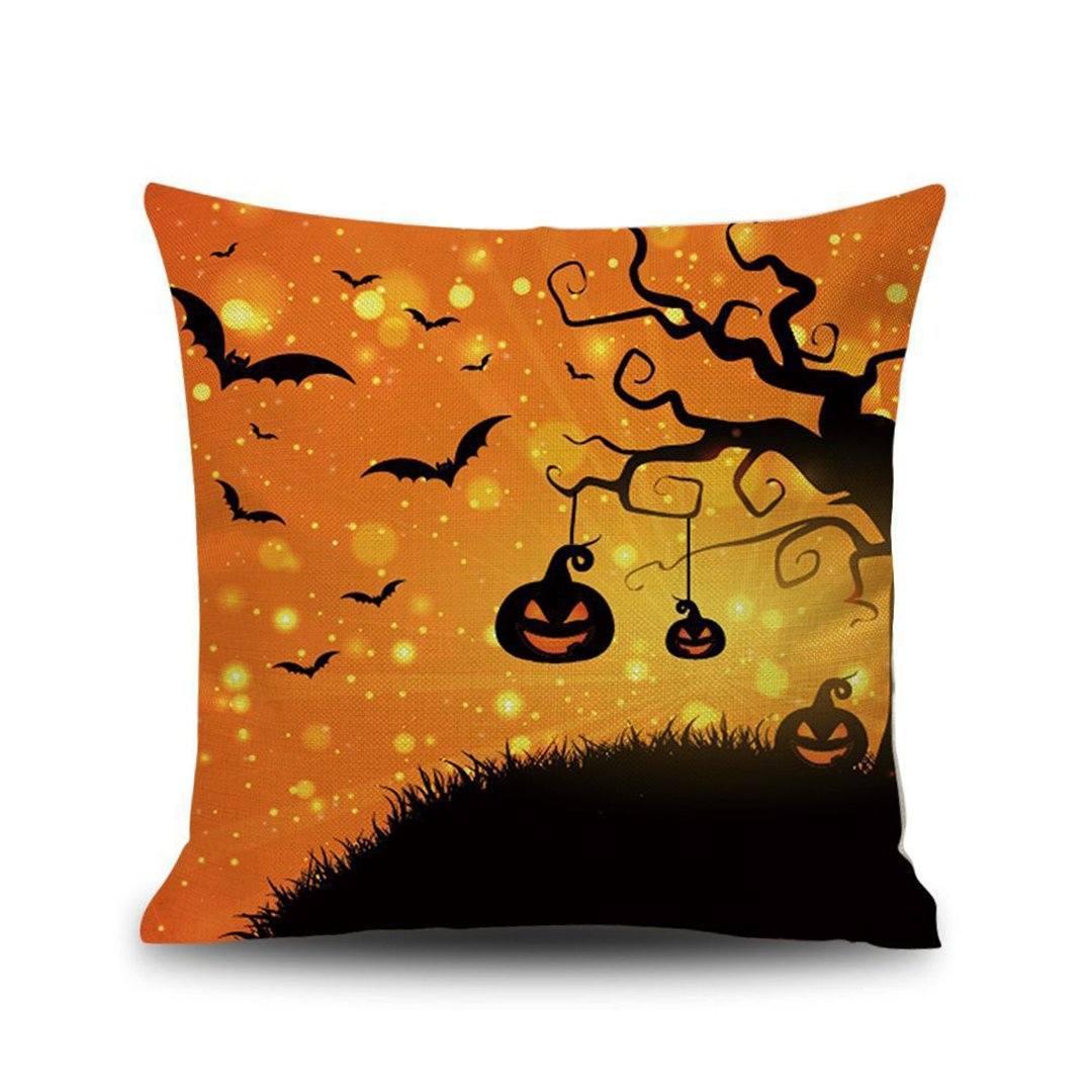 Halloween Pumpkin Festival Flax Home Sofa Linen Cushion Pillow Gifts ACCESSORIES One Size Halloween Pumpkin Light 
