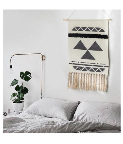 Hand-Woven Tassel Tapestry Nordic Hanging House Decoration Home Linen 70cm*50cm B 