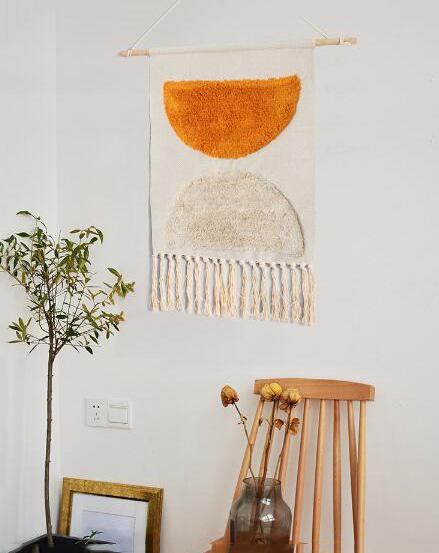 Hand-Woven Tassel Tapestry Nordic Hanging House Decoration Home Linen 70cm*50cm E 