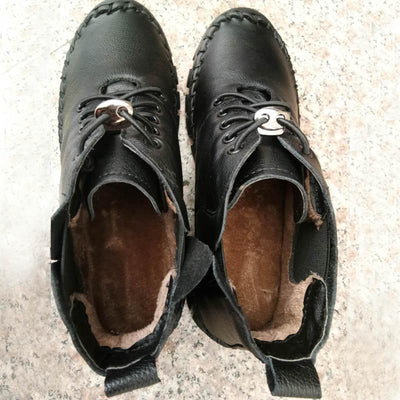 Handmade Casual Soft Sole Platform Flat Leather Shoes