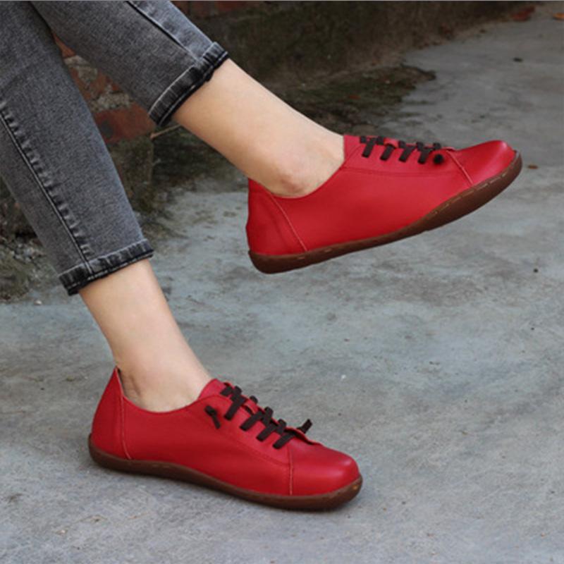 Handmade Elastic Leather Flat Shoes May 2021 New-Arrival 
